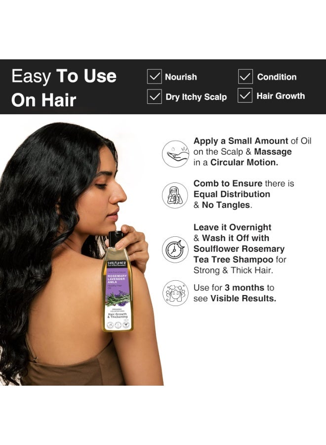 Soulflower Rosemary Lavender Amla Hair Oil for Hair Growth & Hair Fall Control | Anti Dandruff, Dry Scalp, Long & Strong Hair | Natural Essential Oils for Men & Women - 100ml - Image 3